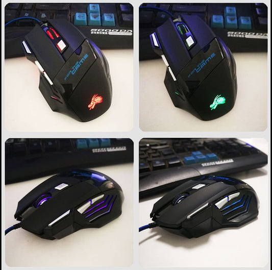 7-button Colorful Glowing USB Gaming Mouse - Birmingham Sellers