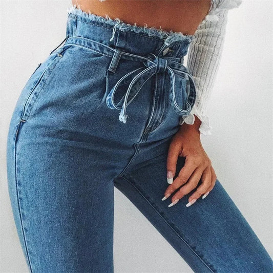 High-waisted Washed Pencil Pants For Women - Birmingham Sellers